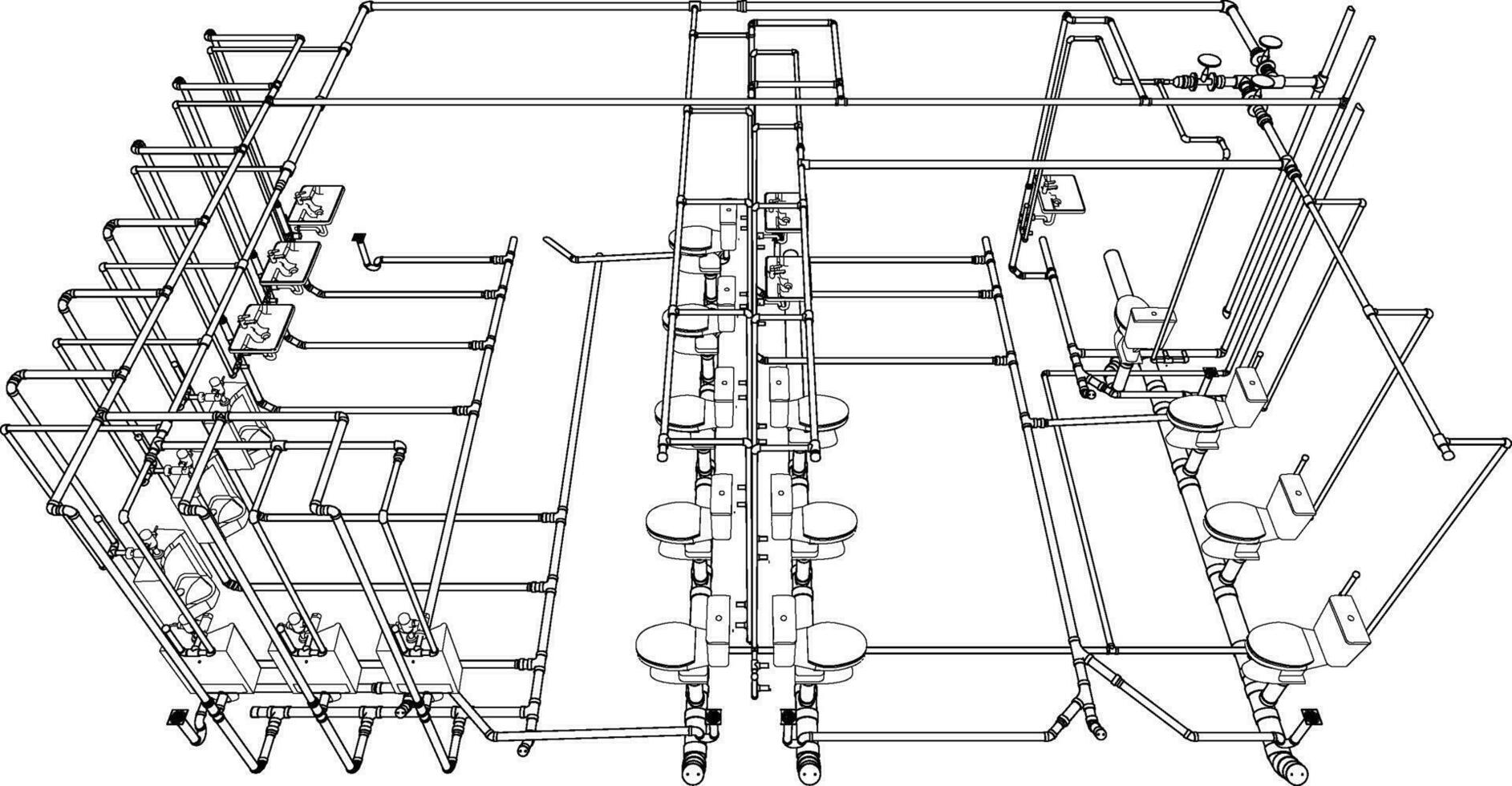 3d illustratie van gebouw leidingen vector