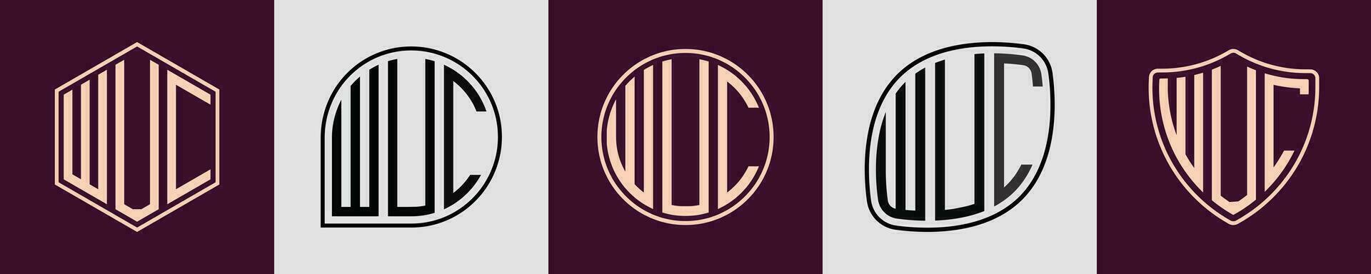 creatief gemakkelijk eerste monogram wuc logo ontwerpen. vector