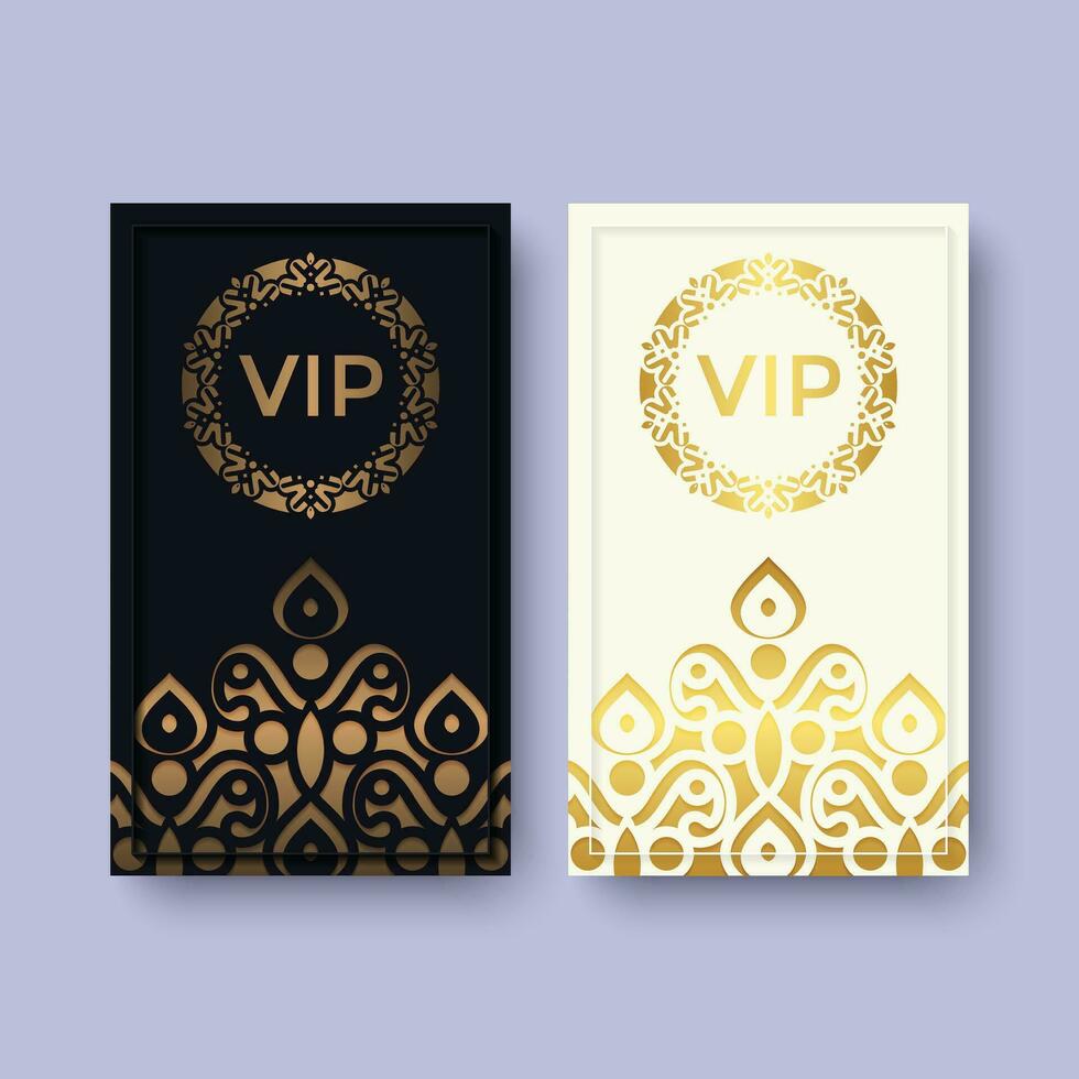 luxe wit en zwart vip-kaart ornamentpatroon vector