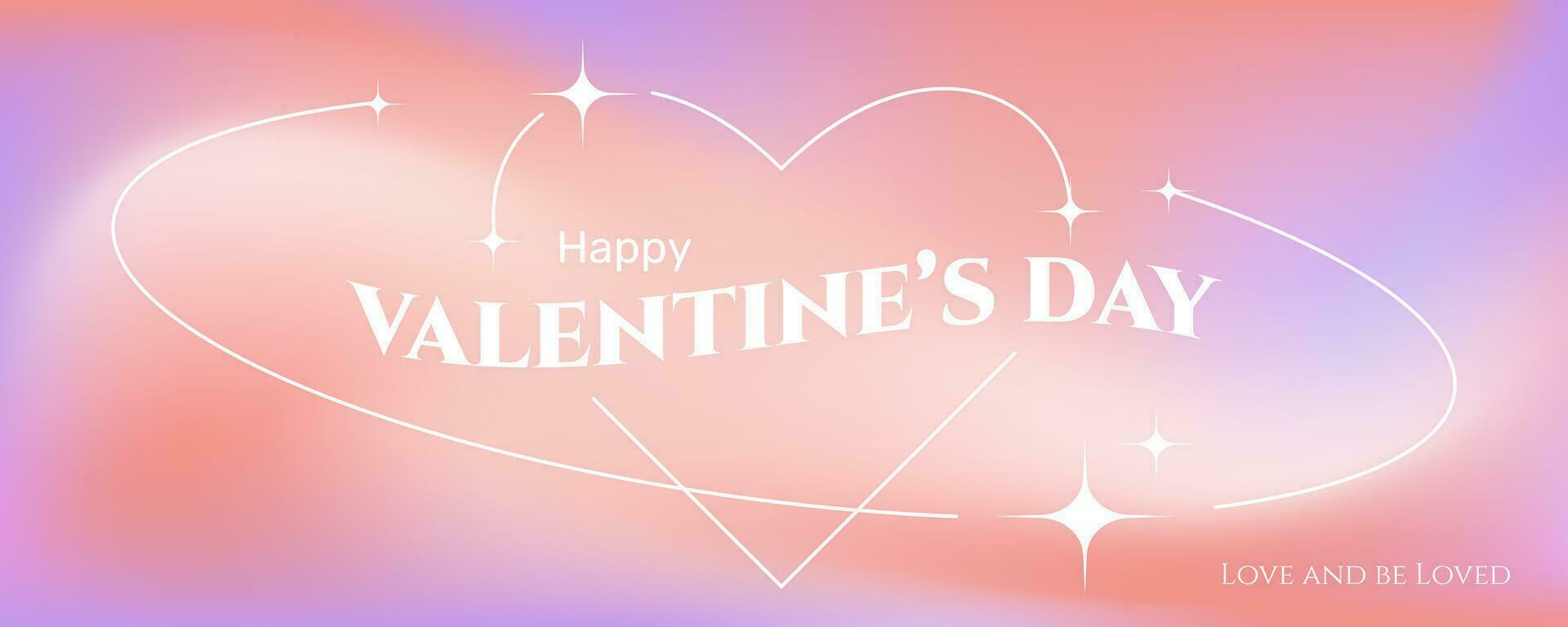 Valentijnsdag dag banier in y2k esthetiek, hart kader met tekst groet Aan een helling maas vloeistof achtergrond. vector illustratie.