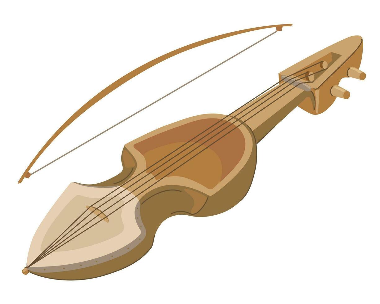 sarangi is de nationaal musical instrument van Nepal. vector. antiek viersnarig houten viool. vector