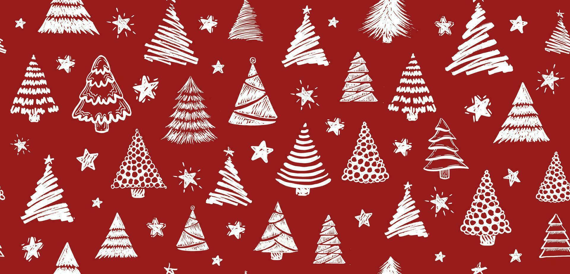 Kerstmis boom, nieuw jaar set, hand- getrokken illustraties. vector