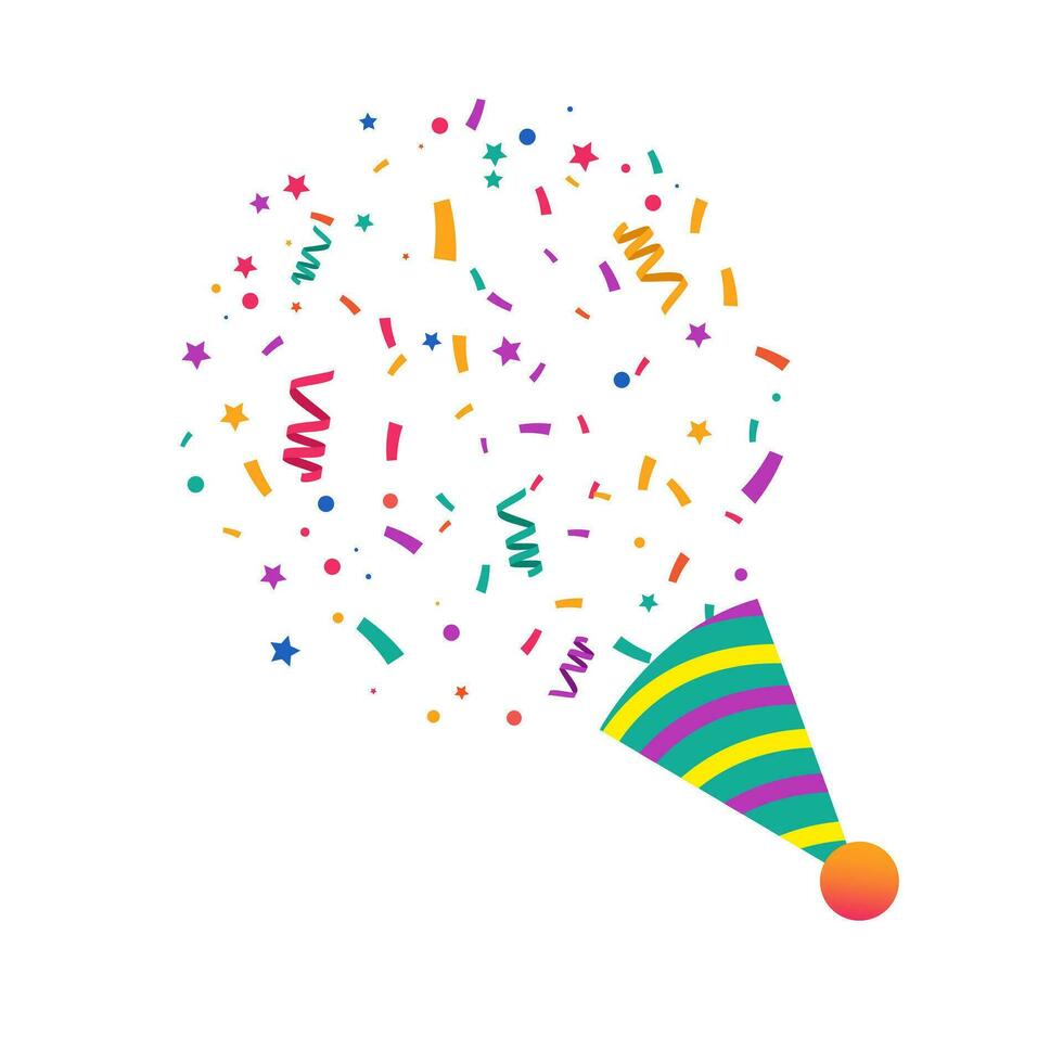 popper confetti. geïsoleerd Aan wit achtergrond afbeelding kan worden gebruikt voor groet kaarten, affiches, stickers en textiel. vector illustratie.