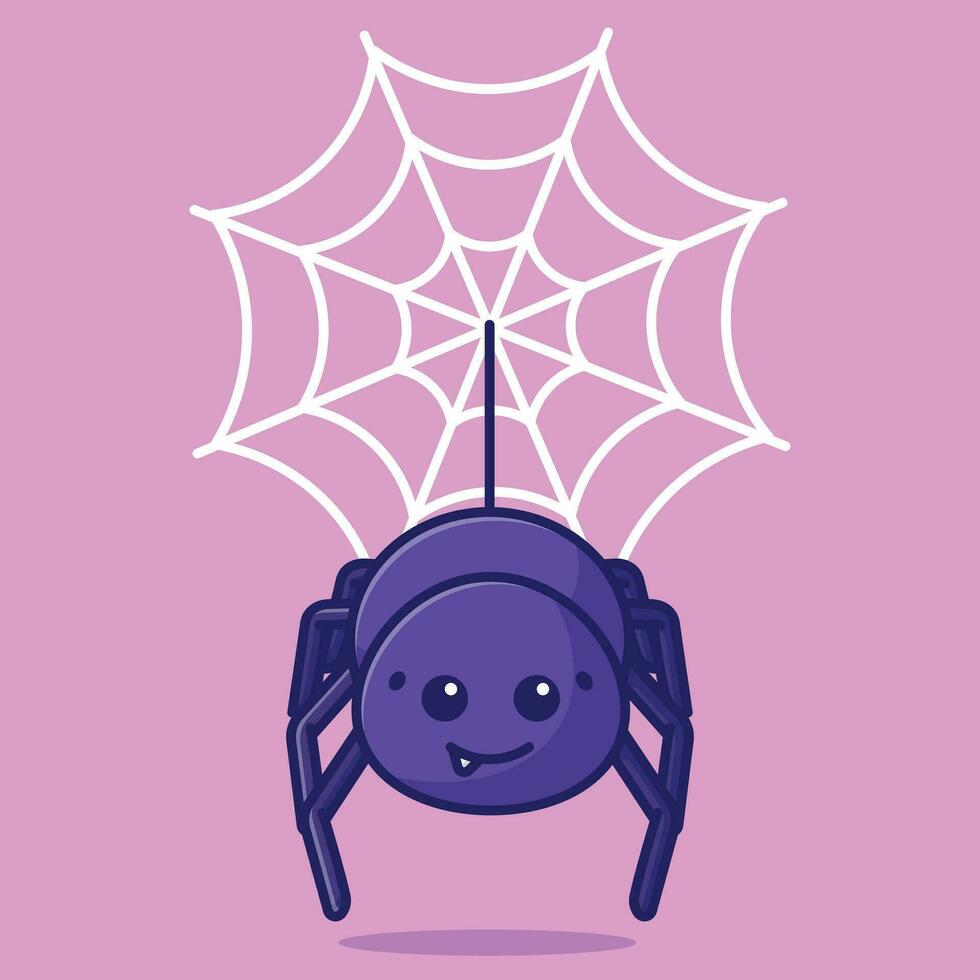 schattig spin tekenfilm vector illustratie halloween vakantie concept icoon geïsoleerd