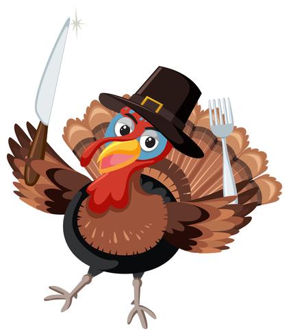 Thanksgiving turky met bestek vector