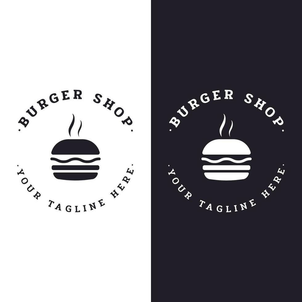 retro wijnoogst heet hamburger vers en smakelijk logo ontwerp. logo voor restaurant, bedrijf, label, insigne en embleem. vector