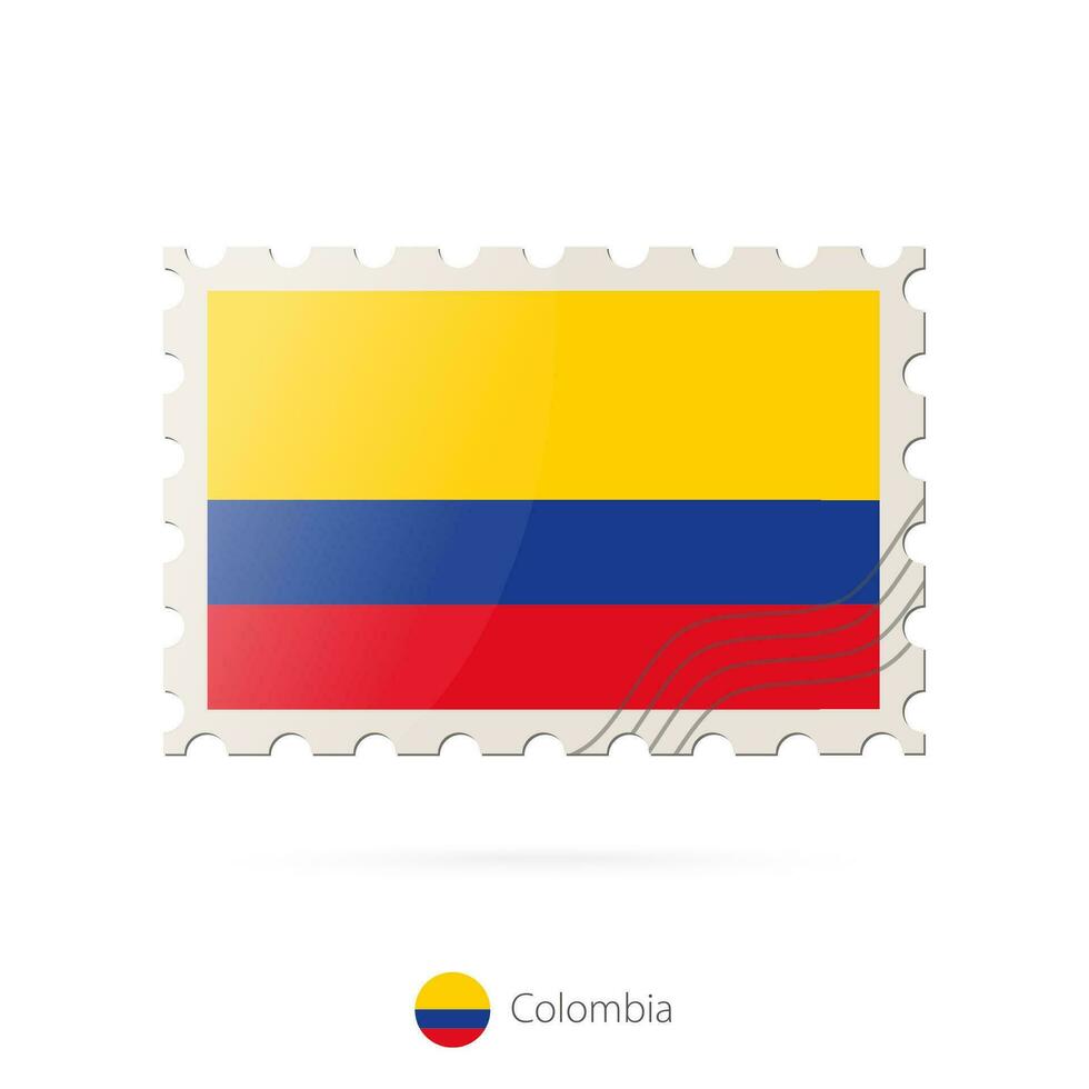 port postzegel met de beeld van Colombia vlag. vector