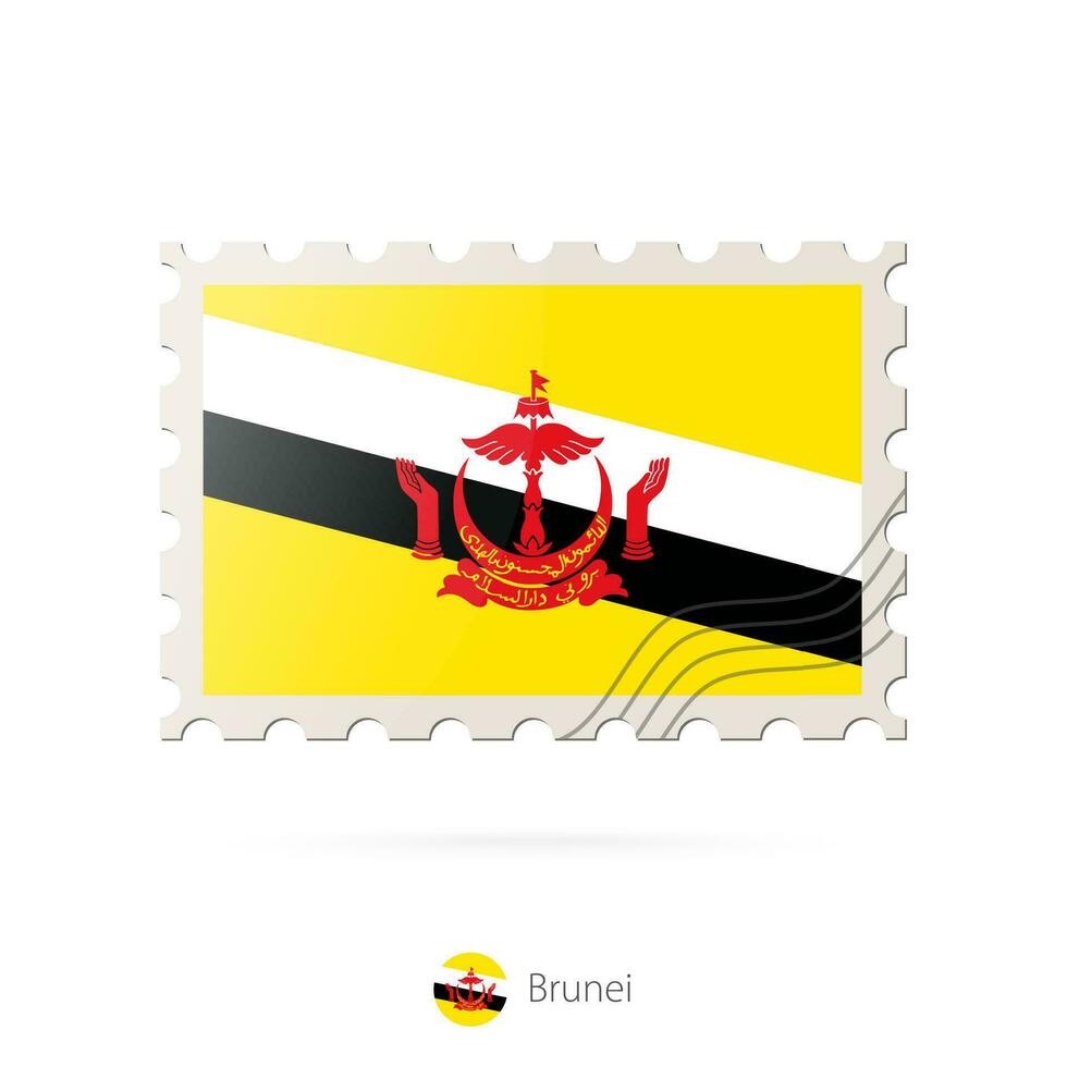 port postzegel met de beeld van Brunei vlag. vector