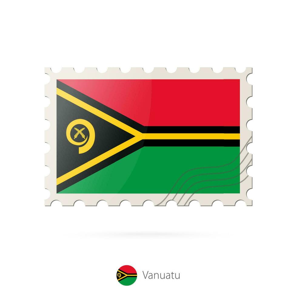 port postzegel met de beeld van vanuatu vlag. vector