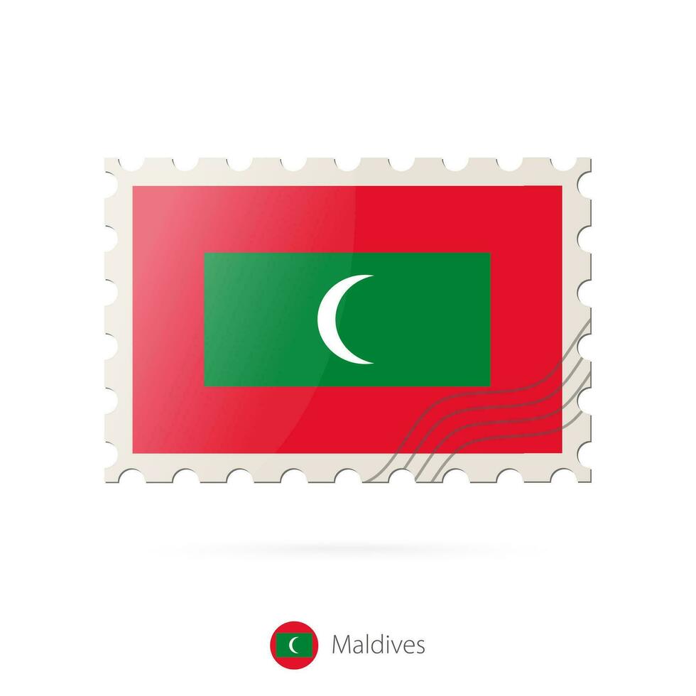 port postzegel met de beeld van Maldiven vlag. vector