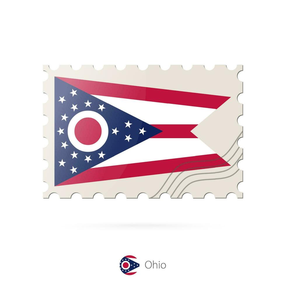 port postzegel met de beeld van Ohio staat vlag. vector