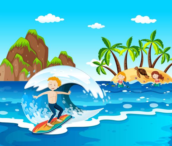 Summer Beach Island en c vector