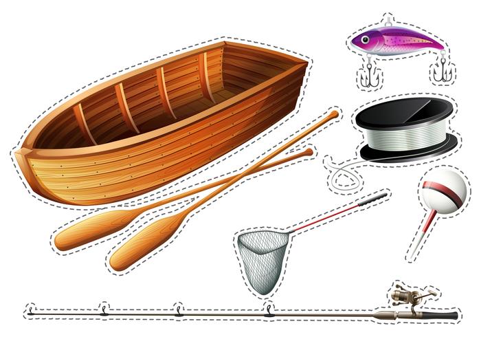 Vissersboot en ander vistuig vector