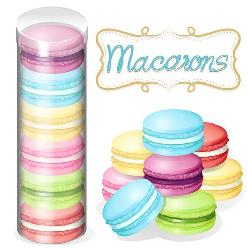 macaron in plastic container vector