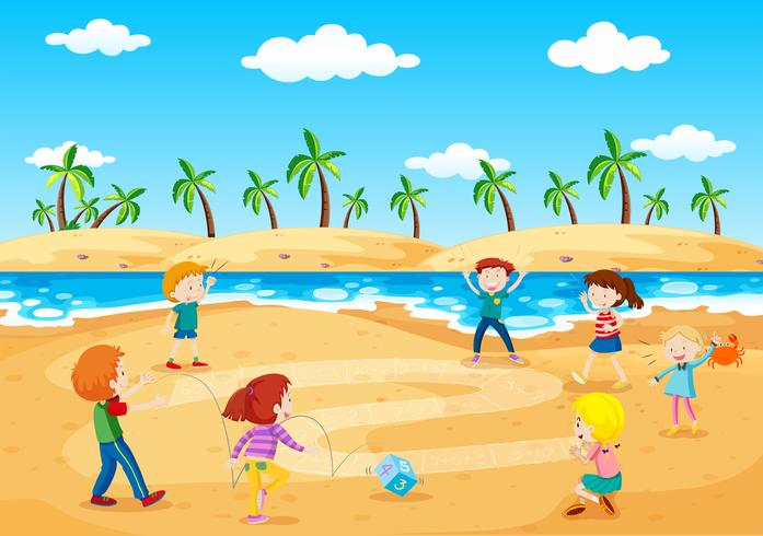 Kinderen die naast het strand spelen vector