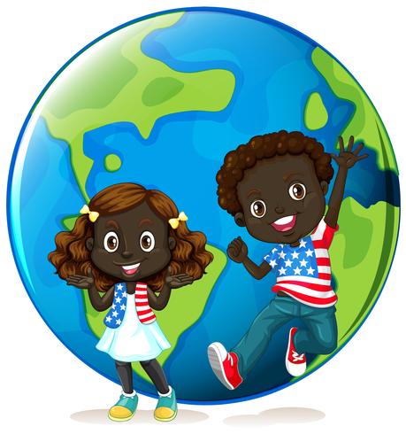 Afro-Amerikaanse kinderen op aarde vector