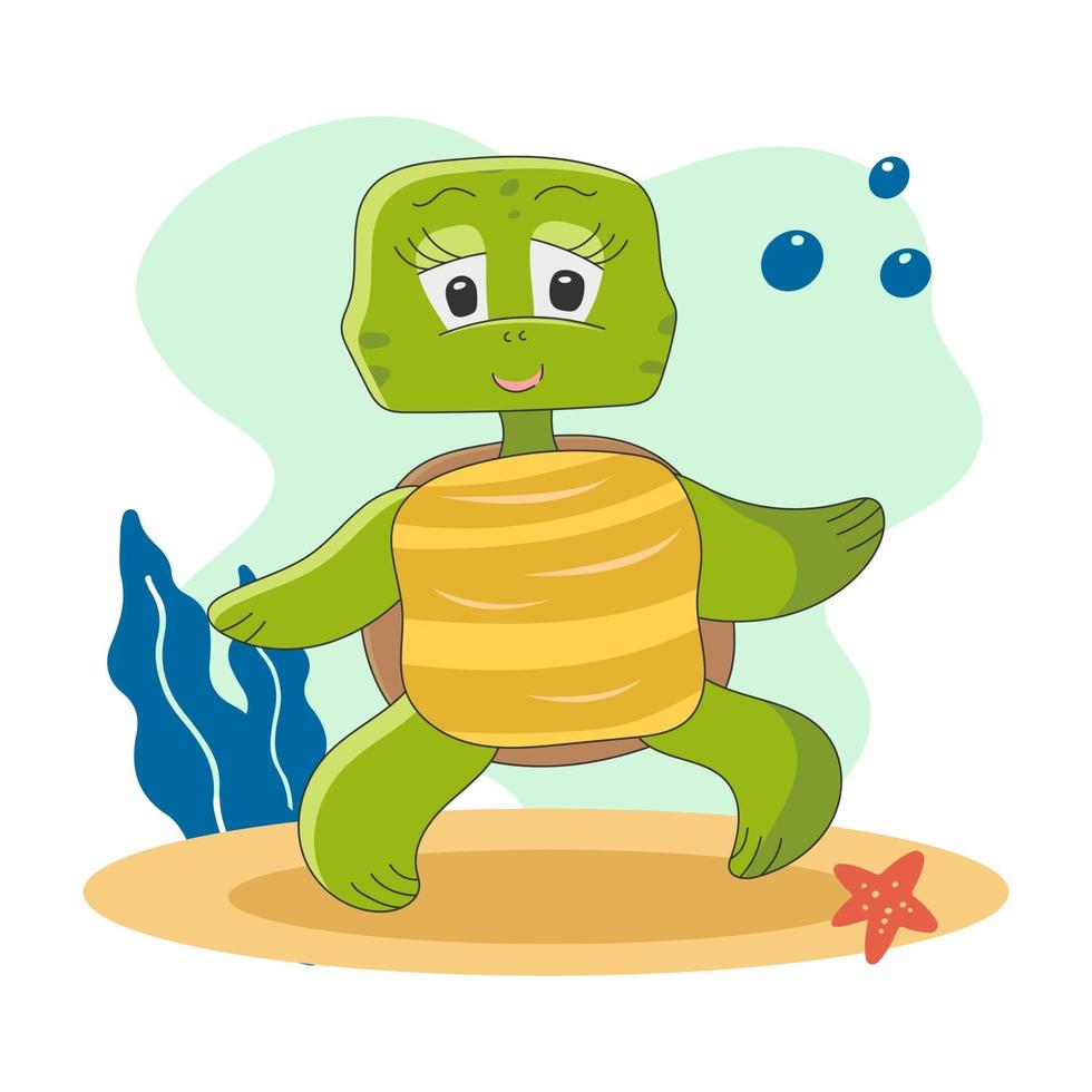 karakter van schattige schildpad geïsoleerd op de achtergrond. vector