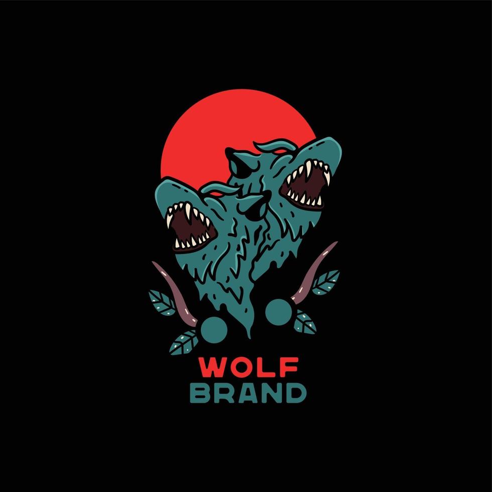 wolf hoofd illustratie vintage vector