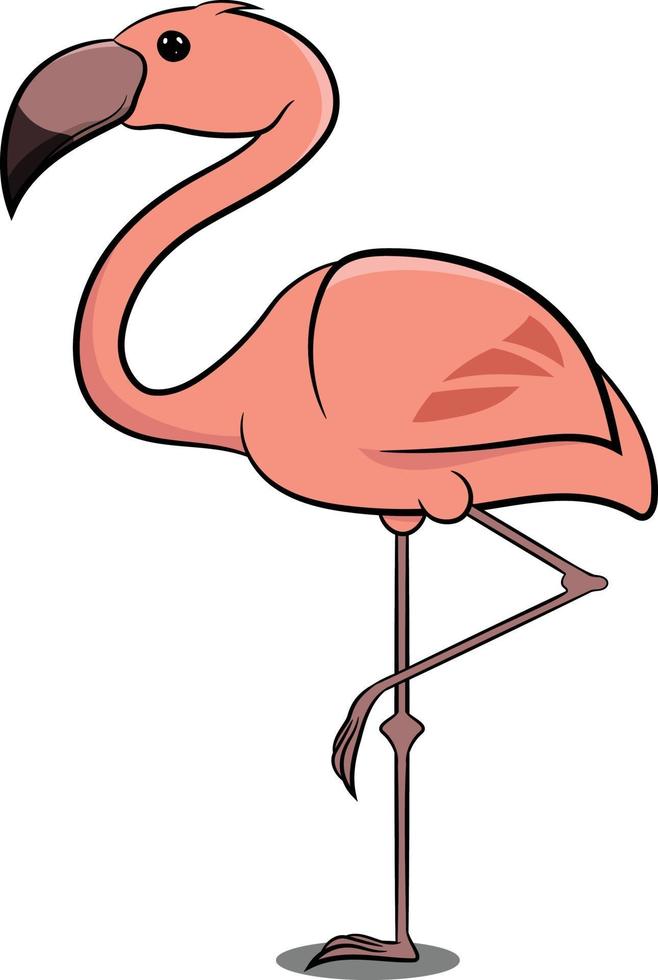 flamingo staande op 1 poot. roze vogel. gewone vogels. vector