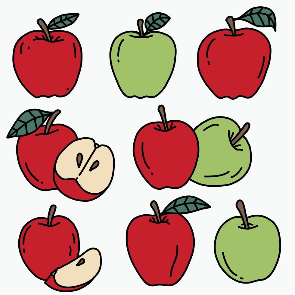 doodle uit de vrije hand schets tekening van appel fruit. vector