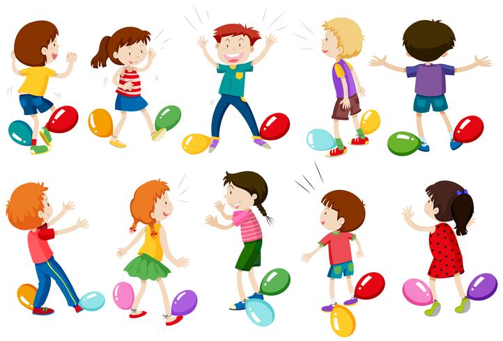 Kinderen spelen Balloon Stomp Game vector