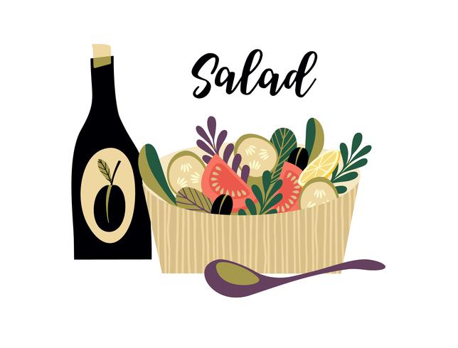 Vectorillustratie van plantaardige salade. vector