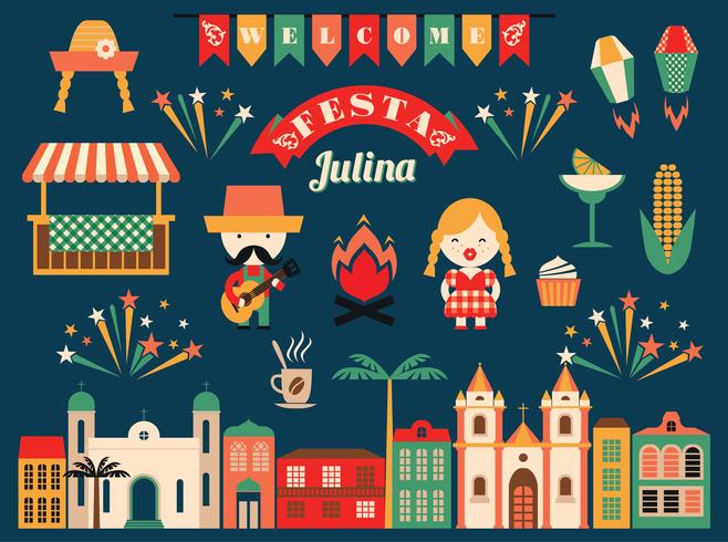 Latijns-Amerikaanse vakantie, het junifeest van Brazilië. vector