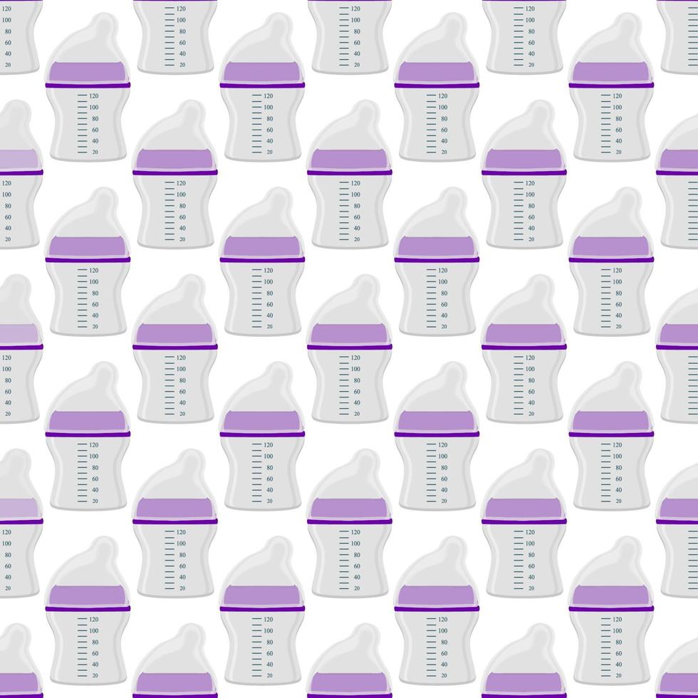 kit babymelk in doorzichtige fles met rubberen fopspeen vector