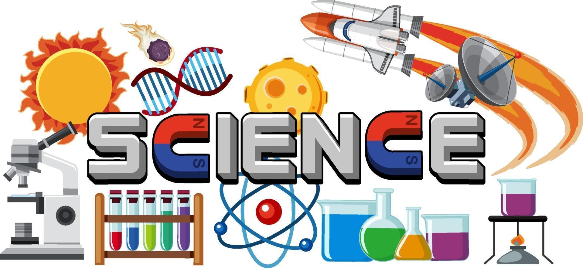 wetenschap tekstpictogram met elementen vector