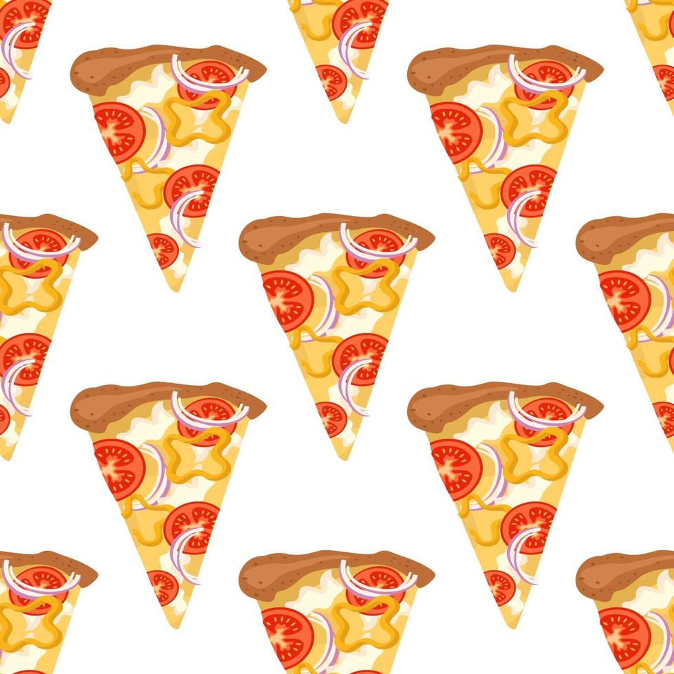 helder naadloos patroon met plakjes pizza vector