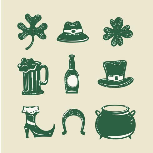 Set van 9 ontwerpelementen op Saint Patrick&#39;s Day thema grunge stijl vector