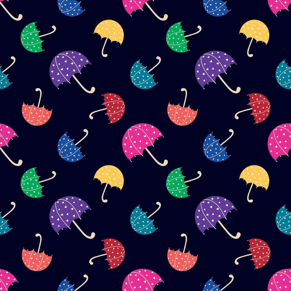 naadloos paraplupatroon op donkerblauwe achtergrond. vector illustratie
