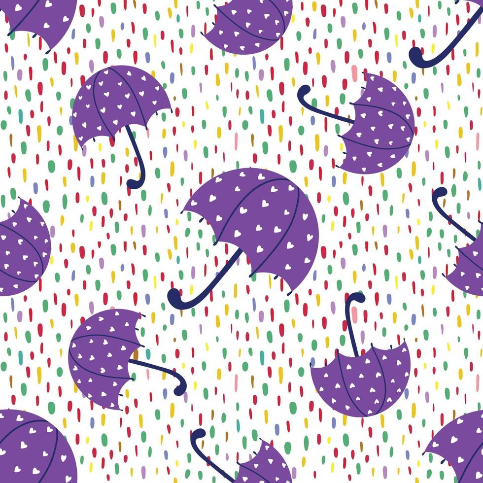 regen en paraplu naadloos patroon. vector illustratie