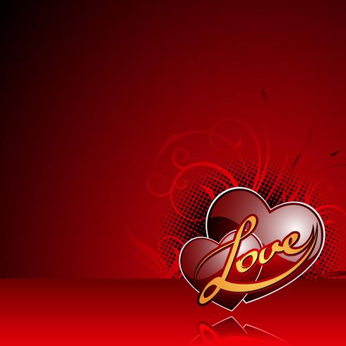 Valentijnsdag illustratie met glanzende rood hart en liefde titel. vector