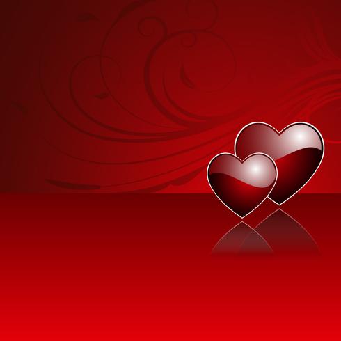 De dagillustratie van de valentijnskaart met glanzende rode harten. vector