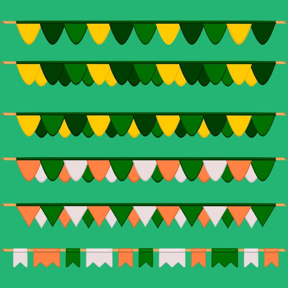 Ierse vakantie st patrick dag, grote set van vlaggen op touw vector