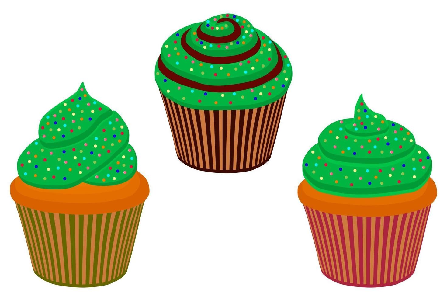 Ierse vakantie st patrick dag, grote set groene muffins vector