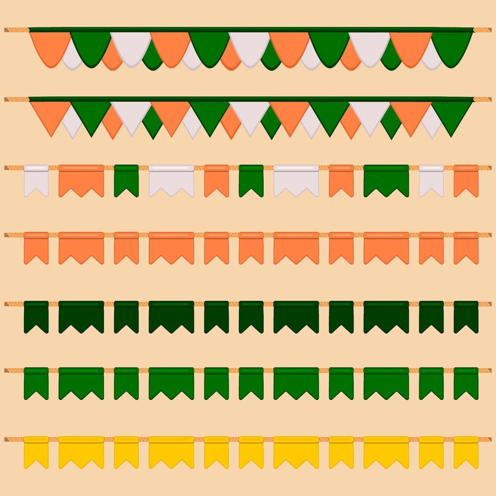 Ierse vakantie st patrick dag, grote set van vlaggen op touw vector