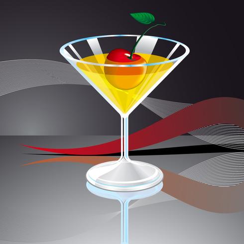 vectorillustratie met drankglas en kers vector