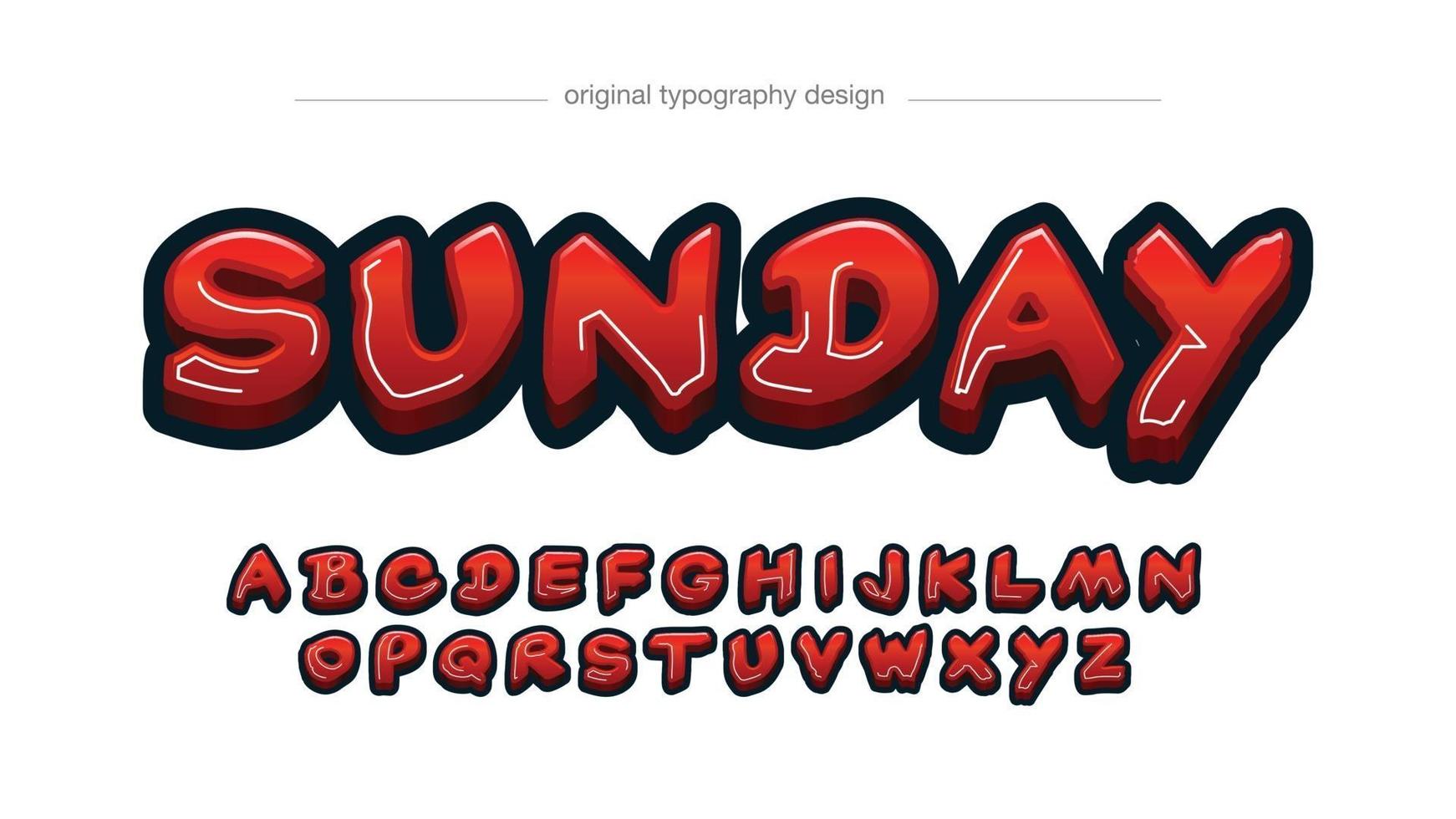 rode 3d vetgedrukte graffiti typografie vector