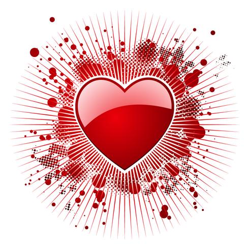 De dagillustratie van de valentijnskaart met glanzende rode harten. vector