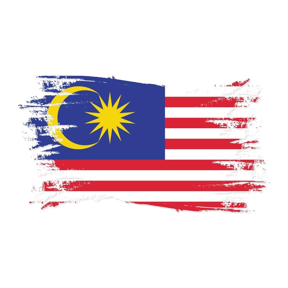 vlag van maleisië met aquarel borstel stijl ontwerp vector