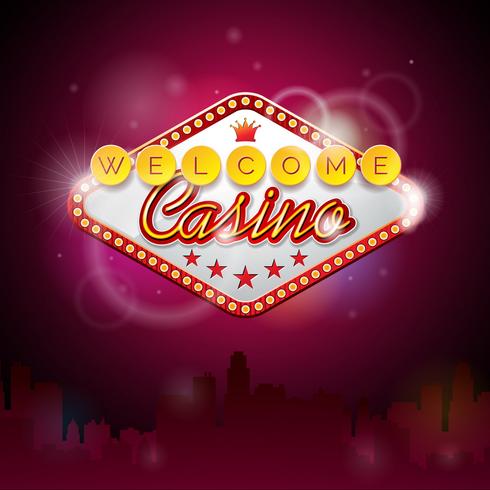 Vectorillustratie op een casinothema met verlichtingsvertoning vector