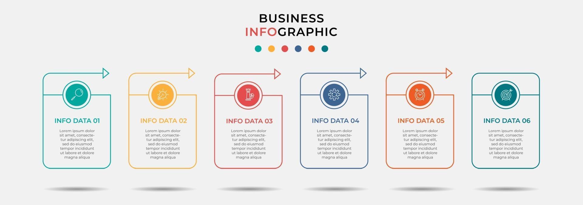 infographic ontwerpsjabloon met pictogrammen en 6 opties of stappen vector