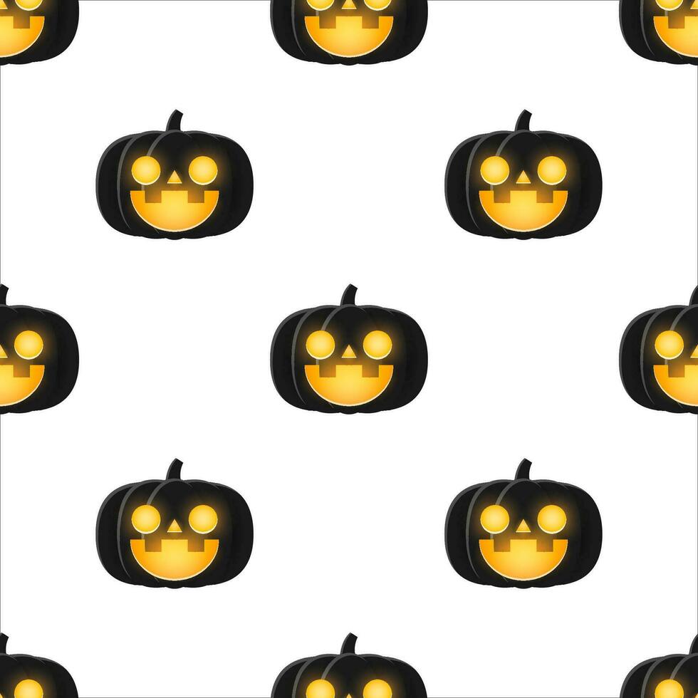 zwart halloween pompoen met kaars schijnen licht binnen, naadloos patroon achtergrond. vector