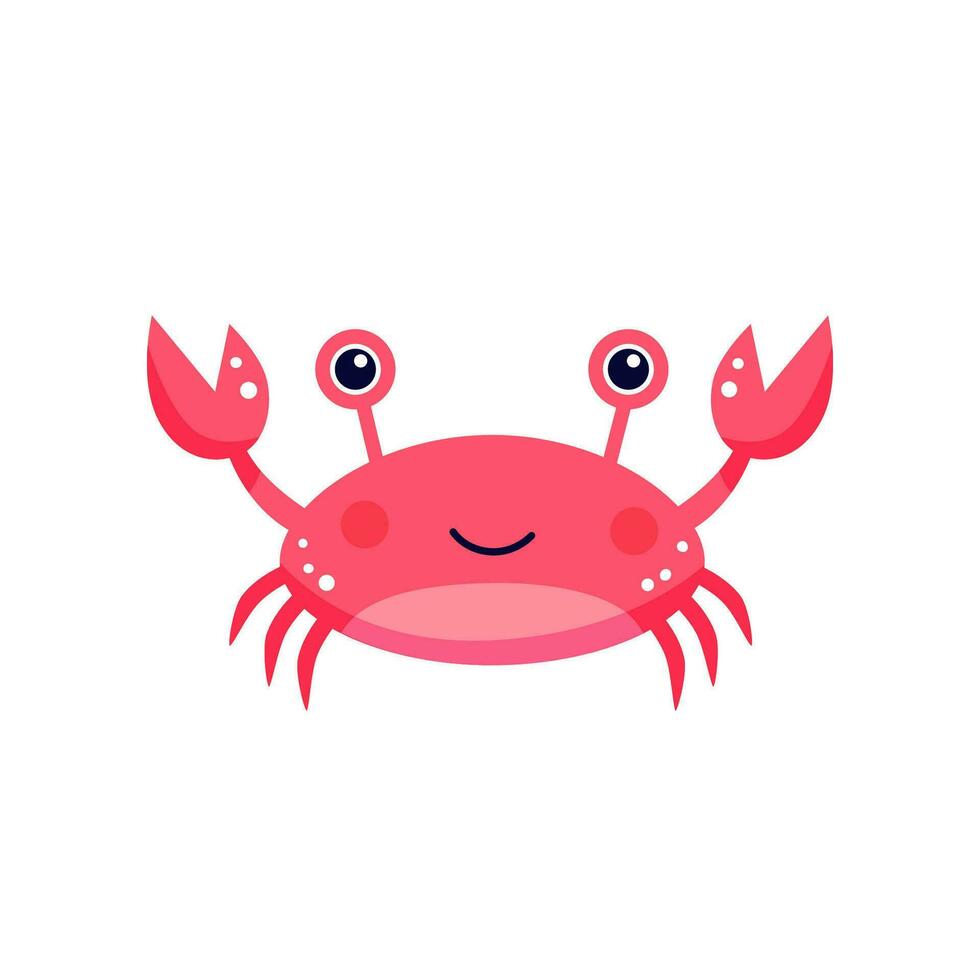 rood baby krab getrokken in vlak stijl vector illustratie. schattig zee dier sticker geïsoleerd Aan wit achtergrond
