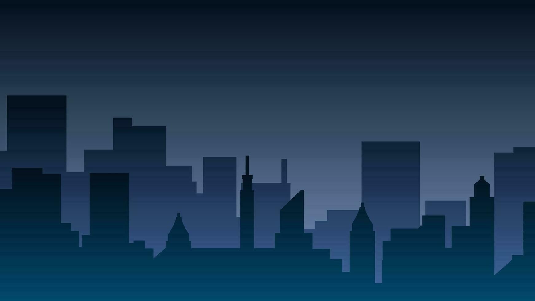 stad landschap vector illustratie in de nacht. stedelijk silhouet met horizon gebouw en Doorzichtig nacht lucht. stadsgezicht landschap voor achtergrond, behang of landen bladzijde