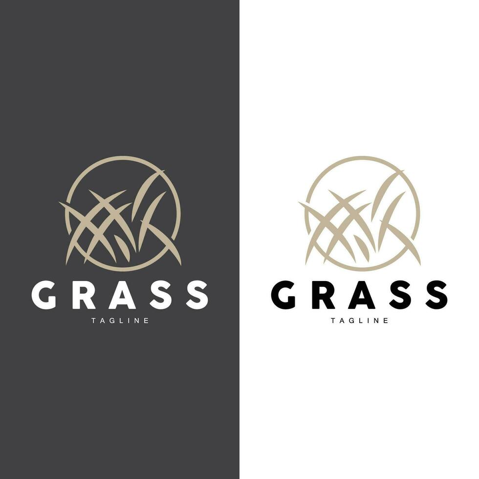 groen gras logo ontwerp, boerderij landschap illustratie, natuurlijk landschap vector