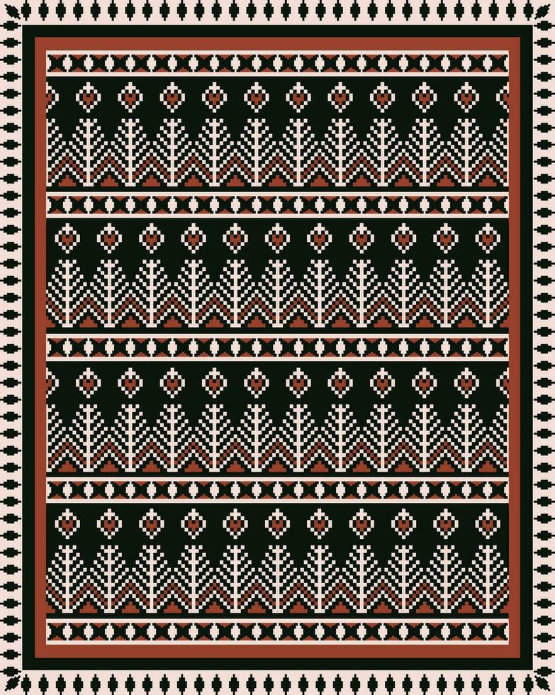 aztec kilim verdieping tapijt patroon. etnisch meetkundig tapijt, Oppervlakte tapijt, tapijtwerk patroon pixel kunst wijnoogst stijl. Palestijn borduurwerk patroon gebruik voor huis vloeren en muur decoratief elementen. vector