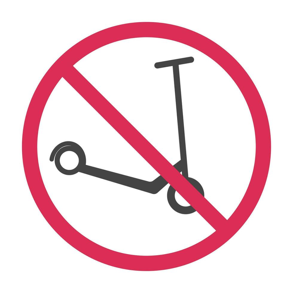 Nee scooters teken iin rood ronde kader. vector illustratie